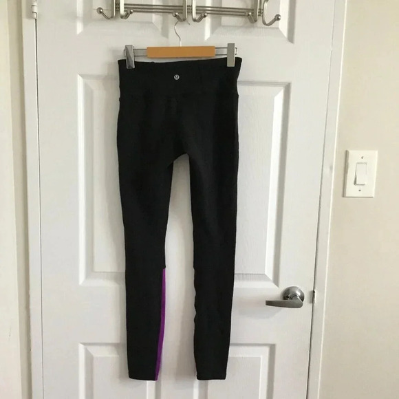Lululemon Run: Runder Under Pant Pull-On Activewear Run Leggings Black Violet  6 - Picture 4 of 10